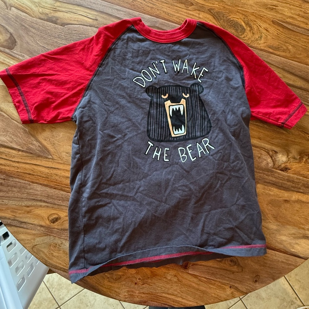 Lazy One Red and Gray Bear Graphic Kids T-Shirt